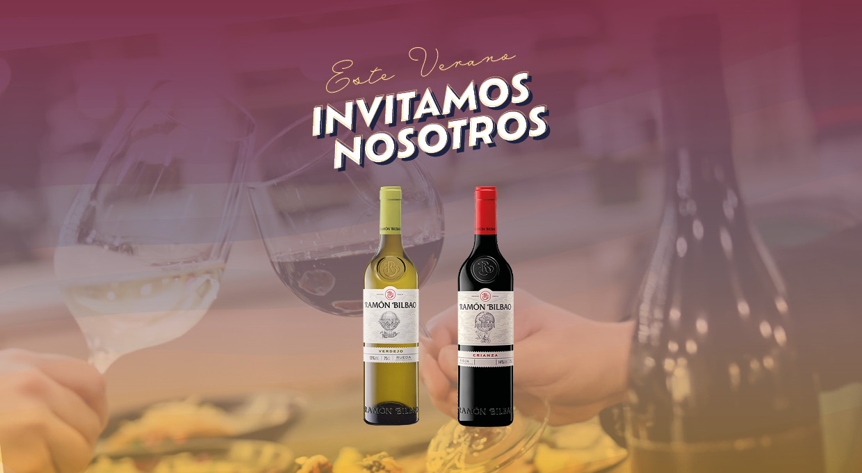 Invitación botella de vino Ramón Bilbao